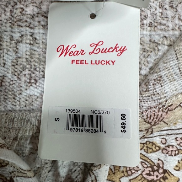 Lucky Brand Women's Medium Floral Print Tie Neck Short Sleeve Blouse Top NWT - Picture 8 of 9